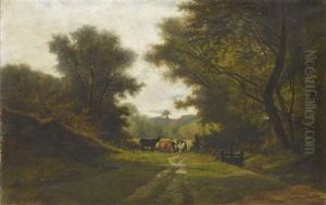 Bauer Mit Tieren In Einer Landschaft Bauer Mit Tieren In Einer Landschaft
