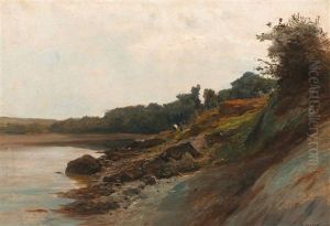 Uferlandschaft Mit Personen Uferlandschaft Mit Personen