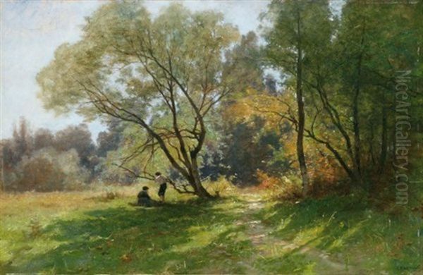 Deux Enfants Dans Un Sous-bois (two Children In The Undergrowth) - view 1