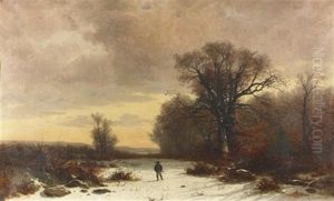 Jager In Winterlicher Landschaft Jager In Winterlicher Landschaft