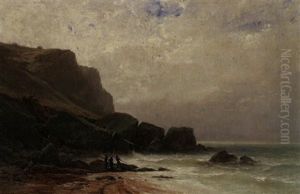 Kustenlandschaft Mit Strandfischern by Gustave Eugene Castan