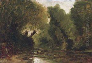 A Forest Stream (study) by Gustave Eugene Castan