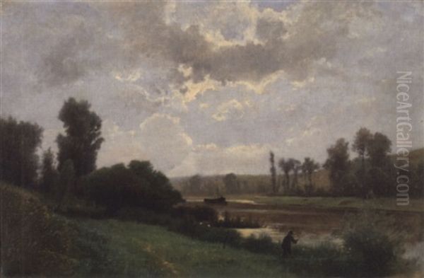 Flusslandschaft Mit Fischer - view 1