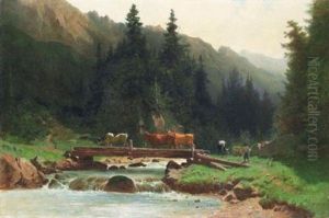 Vaches Au Ruisseau En Montagne thumbnail