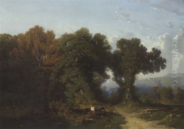 Holzfaller Auf Sonnigem Weg Am Waldrand - view 1