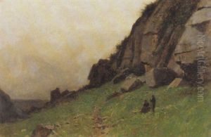 Kustenlandschaft Mit Fischer Und Knaben by Gustave Eugene Castan