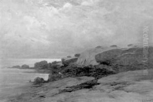Felsige Kuste Bei Anbruch Der Dammerung by Gustave Eugene Castan