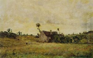 Landschaft Mit Bauernhaus Und Figurenpaar Landschaft Mit Bauernhaus Und Figurenpaar