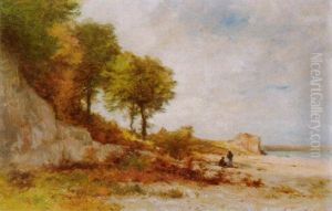 St. Aubin Am Neuenburgersee by Gustave Eugene Castan
