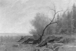 Rastende Bauerin Am Seeufer by Gustave Eugene Castan