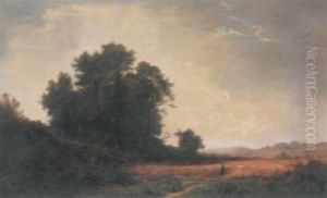 Landschaft Mit Madchen Auf Einem Feldweg Landschaft Mit Madchen Auf Einem Feldweg