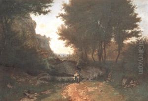 Pres De La Fontaine by Gustave Eugene Castan