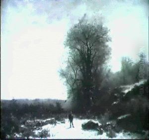 Paysage D'hiver Avec Chasseur by Gustave Eugene Castan
