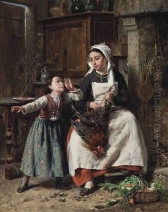 Helping Mother by Pierre Jean Edmond Castan