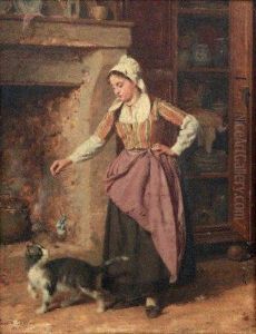 Jeune Femme Jouant Avec Un Chat Jeune Femme Jouant Avec Un Chat
