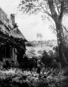 Feeding The Chickens - A Cottage Scene Feeding The Chickens - A Cottage Scene