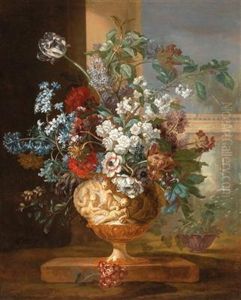 Flowers In A Vase With Putti