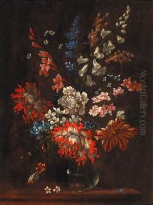 A Still Life Of Flowers In A Glass Vase thumbnail