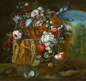 Blumenstillleben Mit Romischem Relieffragment