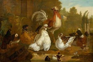 Fowl By The Water Against A Background Of Elegant Parkland