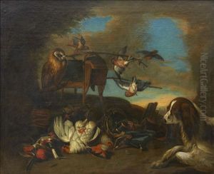Jaktstilleben Med Faglar Och Hund by Pieter Casteels III