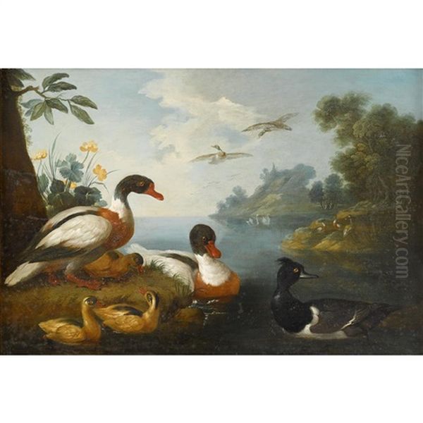 Waterfowl In A Landscape (pair) - view 1