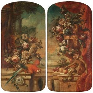 Still Life With Birds And Flowers (pair) by Pieter Casteels III