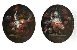 Natures Mortes De Bouquets De Fleurs Sur Un Entablement (pair)