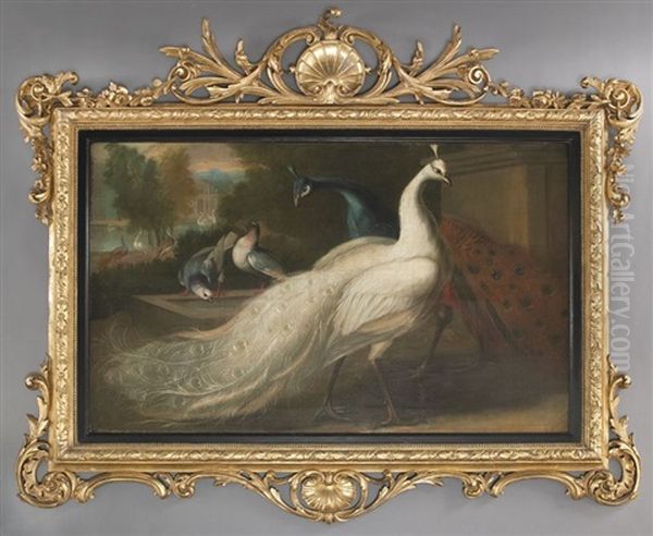 Landscape With Peacocks In Foreground - view 1