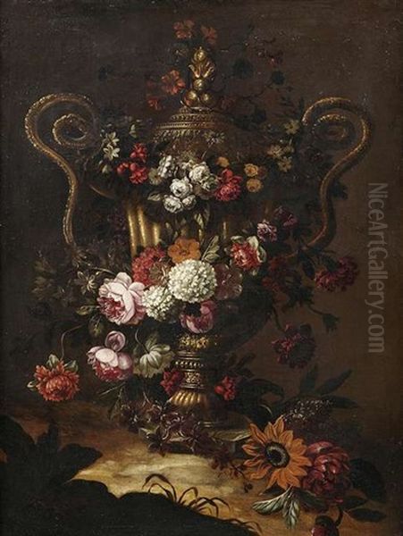 Blumenstilleben Mit Einer Schlangenhenkelvase - view 1