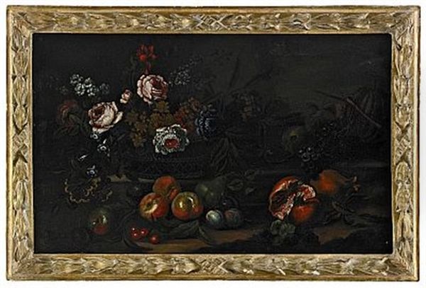 Stilleben Med Blommor Och Frukter - view 1