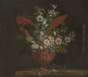 Cock's Comb, Foxglove, Passion-flower, Rose And Other Flowers by Pieter Casteels III