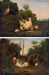 Geflugel In Einer Landschaft (+ Enten In Einer Landschaft; Pair)