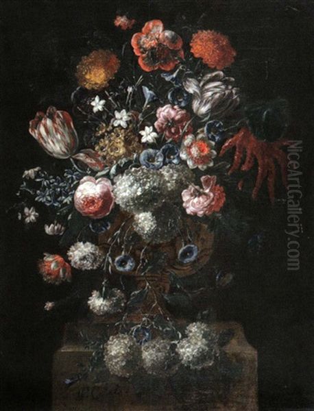Vase De Fleurs Sur Un Entablement - view 1