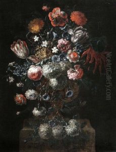 Vase De Fleurs Sur Un Entablement by Pieter Casteels III