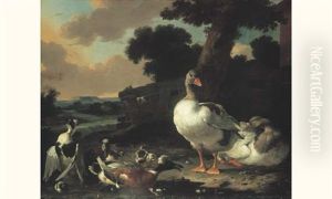 Canards Et Oies Dans Un Paysage Canards Et Oies Dans Un Paysage