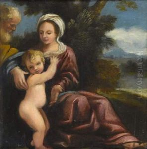 Le Repos De La Sainte Famille Pendant La Fuite En Egypte by Giulio Cesare Amidano