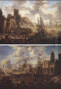 Scene De Port Mediterraneen by Pieter Casteels III