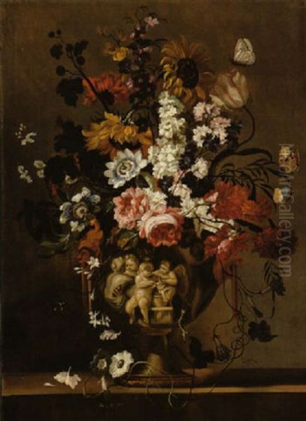 Vase De Fleurs Sur Un Entablement - view 1