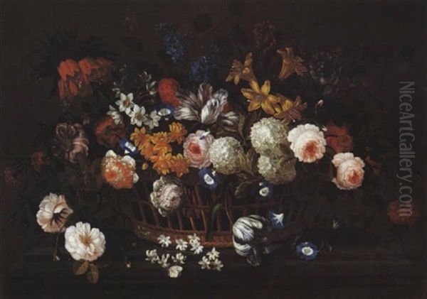 Corbeille De Fleurs Sur Un Entablement - view 1
