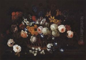 Corbeille De Fleurs Sur Un Entablement by Pieter Casteels III