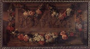 A Garland Of Flowers Adorning A Classical Frieze