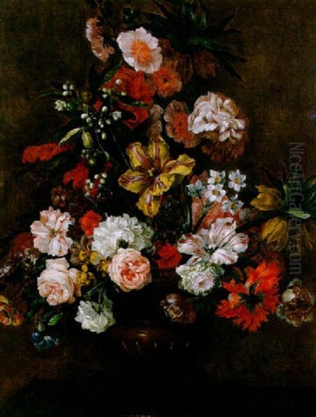 Nature Morte Au Vase De Fleurs Sur Un Entablement - view 1