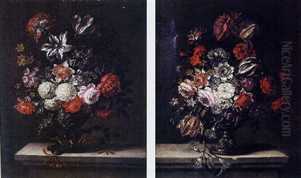 Bouquets De Fleurs Sur Un Entablement - view 1