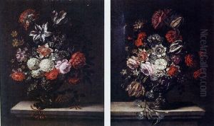 Bouquets De Fleurs Sur Un Entablement by Pieter Casteels III