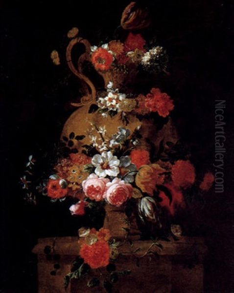 Tonvase Mit Blumen - view 1