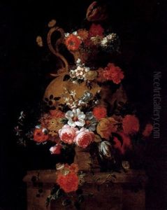 Tonvase Mit Blumen by Pieter Casteels III