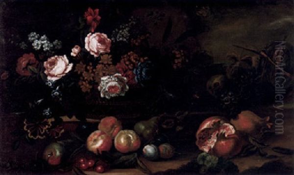 Stilleben Med Blommor Och Frukter - view 1