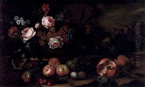 Stilleben Med Blommor Och Frukter by Pieter Casteels III
