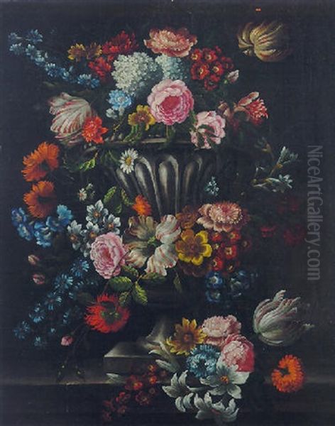 Vase Fleuri Sur Un Entablement - view 1